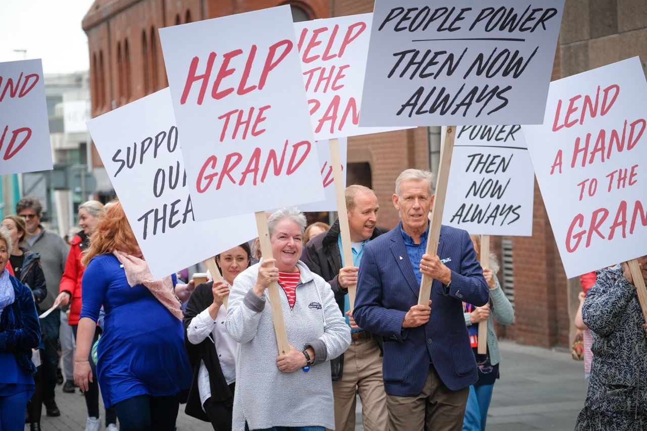 Ruth Eastwood with Roger Lloyd Jones campaiging to save the Grand