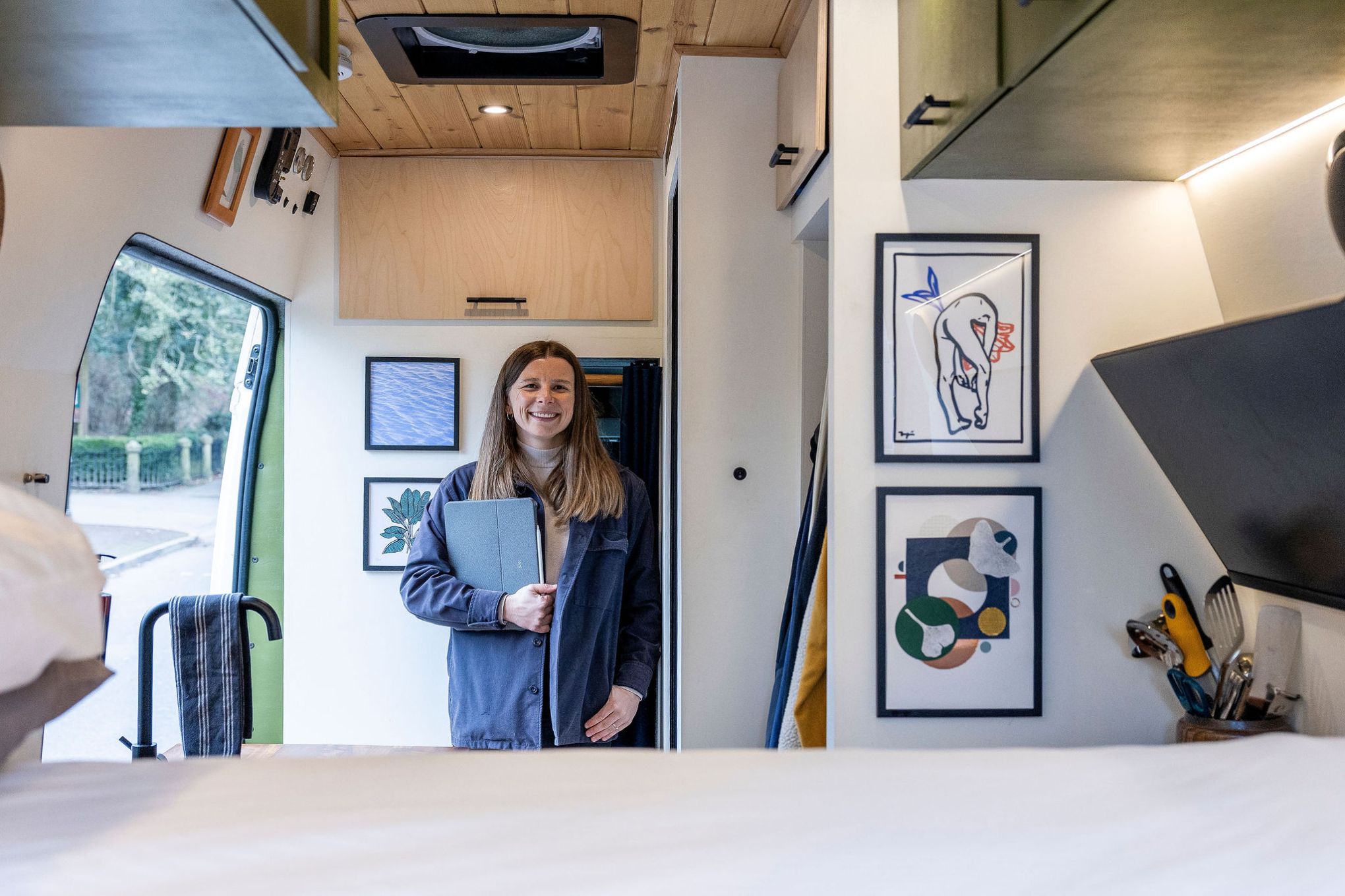 Amy Quinn in her van studio. Image by Christina Davies.